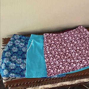 Floral and Solid Skirts Set